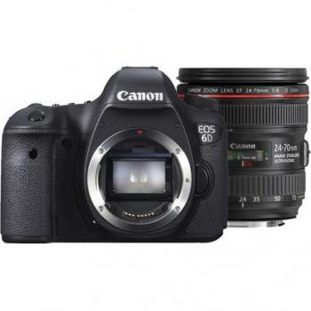Cámara Réflex Digital Canon EOS 6D Full Frame + Objetivo Zoom EF 24-70mm f/4L IS USM Negra