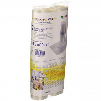 Rollos de Envasado al Vacío Magic Vac ACO1025 30cm x 6m - Paquete de 2 con Etiqueta Preimpresa
