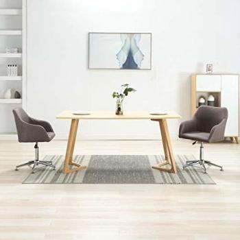 Swivel Dining Chairs Set of 2 in Taupe Fabric