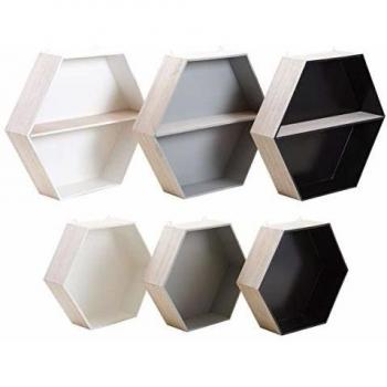 Estantes Hexagonales de Madera (Juego de 6)