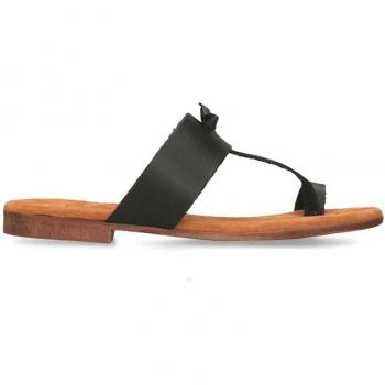 Sandalia de piel para mujer, color cuero. Purapiel Atlantic 80624 Negro