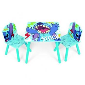 Conjunto de mesa de madera y 2 sillas Lilo & Stitch, dimensiones mesa 50x50x44cm, dimensiones sillas 26.5x26.5x50cm, producto oficial para niños y niñas