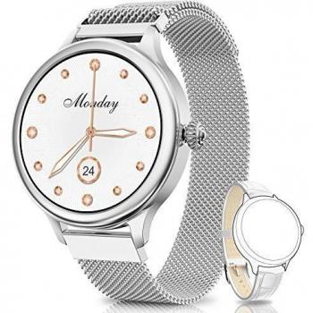 NAIXUES Smartwatch, Reloj Inteligente para Mujer, Reloj Deportivo Impermeable IP67 con Monitor de Sueño Pulsómetro Podómetro Notifica Whatsapp, Pulsera Actividad Inteligente para Android iOS