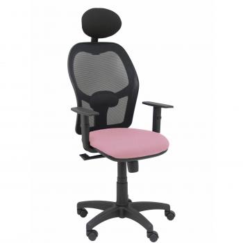 Silla Alocén Ergonómica Malla Negra con Brazos Regulables y Asiento BALI Rosa