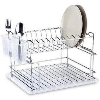 Duett Escurreplatos Doble, Acero Inoxidable, Plateado, Individual, 36x30x24 cm