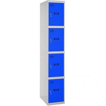 Taquilla Vestuario Metálica SimonRack, 4 Puertas, Incluye Llave, Dimensiones: 1800x400x500 mm, Color Gris/Azul