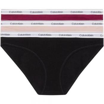 Calvin Klein - Pack de 3 braguitas clásicas de tiro bajo, color negro, rosa y blanco, talla XS, fabricadas en algodón con stretch