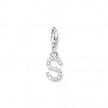 Colgante Charm Mujer Letra S en Plata 925 con Zirconia Blanca