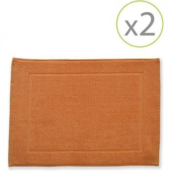 Toalla La Mariposa de Oro 100% Algodón lisa 500 gr Naranja, extra suave; Pack de 2 alfombrines de baño de 45 x 65 cm naranja