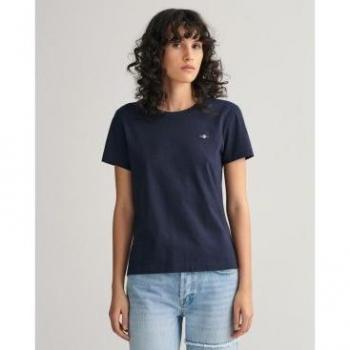 Camiseta de mujer Gant Shield marino con manga corta y bordado en el pecho