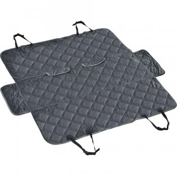 PawHut Funda de Asiento de Coche para Perros Cubierta Protectora Mascotas Antideslizante Aperturas para Cinturón de Seguridad Fácil Instalar y Limpiar 160x145 cm