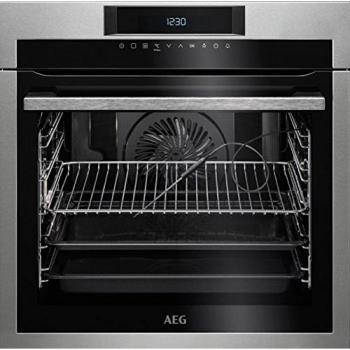 Horno Multifunción AEG BPE642120M con Limpieza Pirolítica, 10 Funciones, Cocción Uniforme, Sonda Térmica SenseCook, Ventilador XXL, Pantalla LCD Táctil, Acabado Inoxidable Antihuellas y Capacidad de 72 Litros - Clase Energética A+