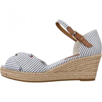 Sandalias de Mujer Tommy Hilfiger High Wedge Seersucker Esparto con Cuña Azul 0G5 Seersucker-Bluecoast