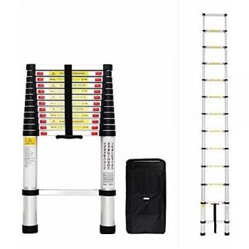 Escalera Telescópica Plegable 3,8 Metros - Carga Máxima 150 kg - Certificación EN131 - Incluye Bolsa de Transporte Gratis