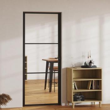 Black ESG Glass and Aluminum Interior Door 83x201.5 cm