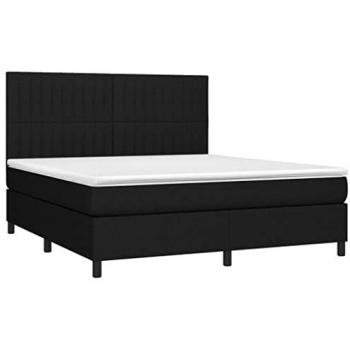 Cama Box Spring con colchón y luces LED, tela negro, 160x200 cm