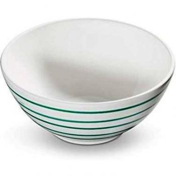 Cuenco Redondo de Cerámica Gmundner Verde Flameado 20cm - Capacidad 1 Litro, Hecho a Mano en Austria