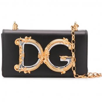 Dolce & Gabbana DG Girls Black Leather Shoulder Bag - One Size
