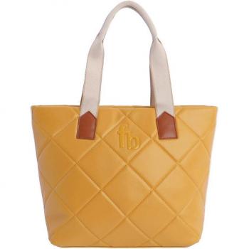 Bolso shopper mostaza con cremallera