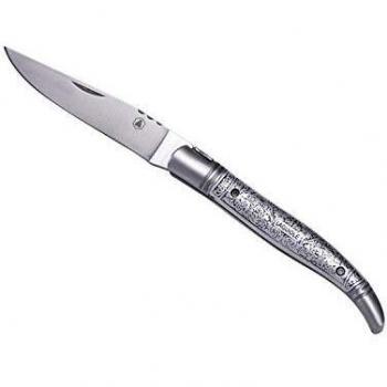 LAGUIOLE - Cuchillo plegable decoración veneciana - Todo en aluminio - Cuchillo plegable de uso diario - Caja de regalo - acero inoxidable - Dinero