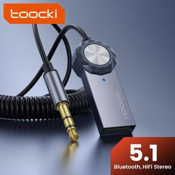 TOOCKI Bluetooth 5.1 Aux Adapter for Car Audio with USB to 3.5mm Jack and Handsfree Microphone