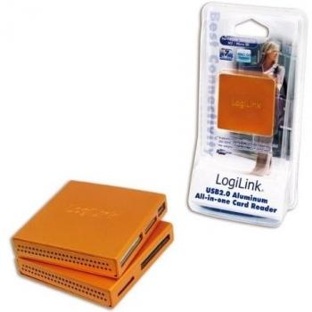 LogiLink CR0022 - Lector de tarjetas USB 2.0 All-in-One, amarillo
