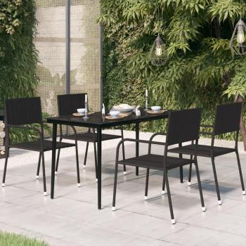 vidaXL Black Garden Dining Table 55.1x27.6x29.1 Steel and Glass