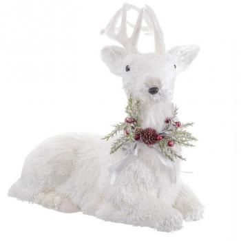 Adorno Navideño Blanco Polyfoam Ciervo 60 x 37 x 63 cm