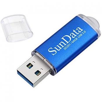 SunData Memorias USB 64GB Pen Drive USB 3.0 Flash Drive Diseño Mini Almacenamiento de Datos hasta 90MB/s,