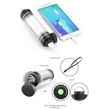 Linterna LED Portátil 5200mAh Recargable USB Powerbank para Emergencias