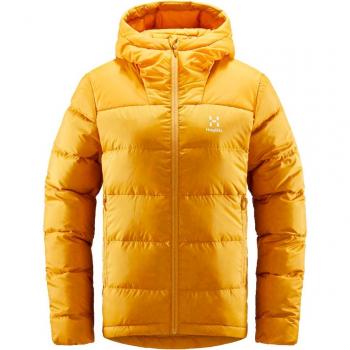 Haglöfs Bield Down Hood Chaqueta de mujer con capucha, color amarillo sol, talla L