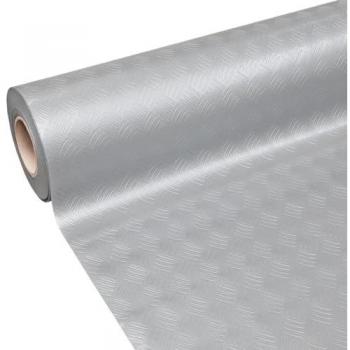 Alfombra de goma para suelo 140x800 cm efecto lamiera antideslizante aislante robusto gris