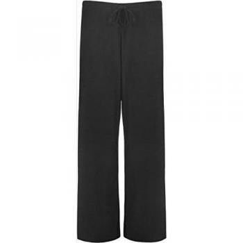 WearAll - Mujeres Tallas Grandes Baggy Abocardada Pantalones Anchos de la Pierna Palazzo - Negro - 42