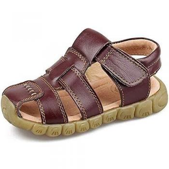 Gaatpot Unisex Niños Sandalias con Punta Cerrada Niña Niño Zapatos Sandalias de vestir en Cuero Zapatillas Verano Marrón 33 EU/34 CN