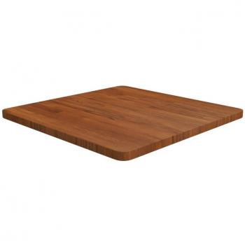 Mesa cuadrada de roble tratado marrón oscuro 60x60x2,5 cm