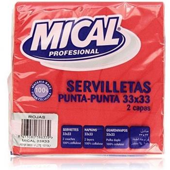 Mical Profesional, 33/2 capas – Color Rojo – 2 Paquetes De 50 unidades [100 piezas]