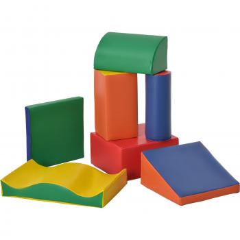 HOMCOM Juego de 7 Bloques de Espuma para Niños 1-3 Años Bloques Psicomotricidad Juguetes de Construcción 60x40x11 cm Multicolor