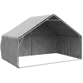 Outdoor Dog Kennel with Weatherproof Cover - 3x2x1.9m Galvanised Steel