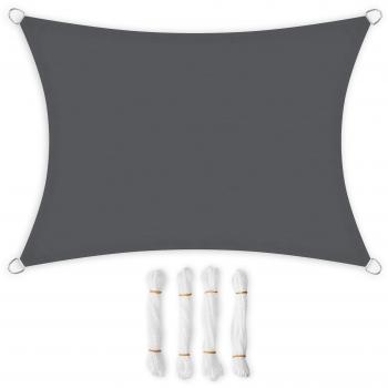 SONGMICS Vela Parasol de 3 x 5 m, Resistente al Agua Mínimo de 1000 mm, Protección UV93%, Poliéster, Resistente a Desgarros Intemperie, para Patio del Jardín, Terraza, Camping, Gris Ahumado GSH35GY