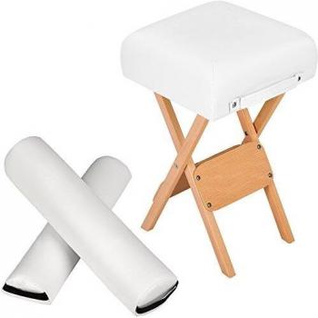 Tectake - Taburete con dos cojines rollo | Conjunto de accesorios para camillas de masaje | Compuesto por taburete, cojín cilíndrico y cojín semicilíndrico | Magnífico tabure