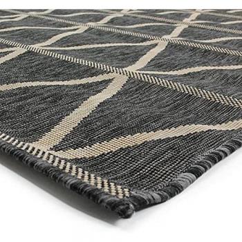 Alfombra Geométrica Interior-Exterior 120x170 cm Gris Oscuro Resistente a la Lluvia
