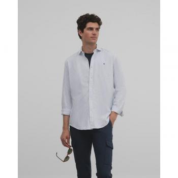Camisa sport oxford raya fina azul blanca para Hombre
