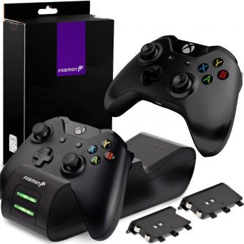 Fosmon Xbox One / One X / One S Controller Charger, [Dual Slot] Alta velocidad Docking / cargando Station stand con 2 x 1000mAh recargable Batería paquetes