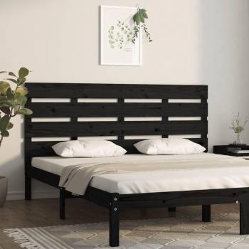Cabecero para cama negra 135x3x80 cm de madera maciza de pino