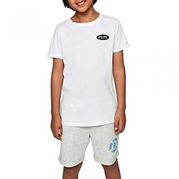 Pepe Jeans- Camiseta Beltran PB502835-802 Optic White- Camiseta Manga Corta NIÑO