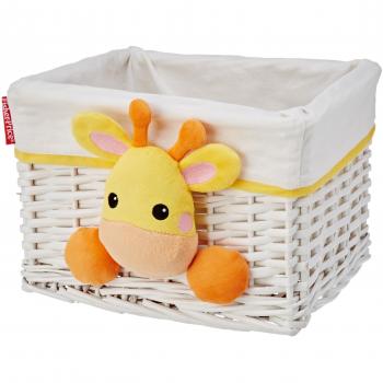 ARDITEX FP10077 Cesta de mimbre con forro textil y peluche aplicado de 30x25x20cm de MATTEL-Fisher-Price