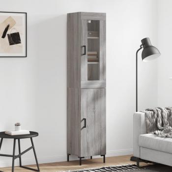 Aparador alto de madera contrachapada gris Sonoma 34,5x34x180 cm
