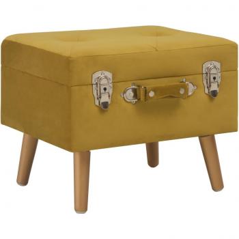 vidaXL Taburete de almacenamiento de terciopelo amarillo mostaza 40 cm