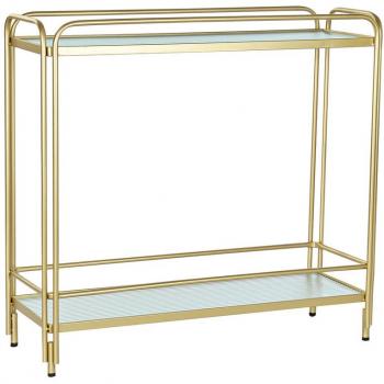 Mueble Camarera Dorado de Metal y Cristal con Ruedas - Elegancia y Funcionalidad en un Solo Producto
