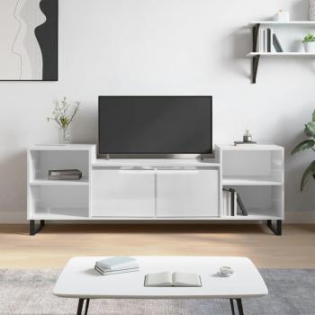 Mueble para TV madera contrachapada 160x35x55 cm blanco brillo vidaXL